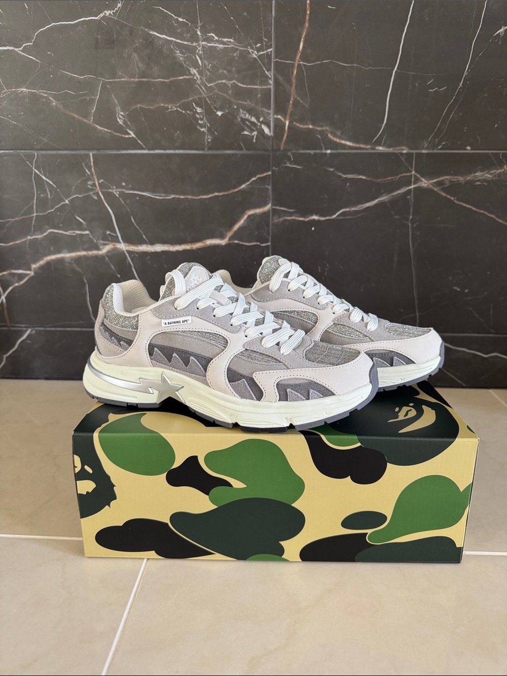 Men's Gray Mesh & Suede Athletic Sneakers